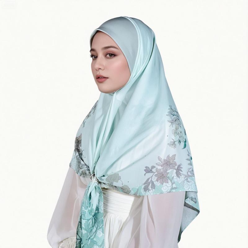 Chin Covering Triangular Headscarf Printed Sun Protection Daily Use Shawl