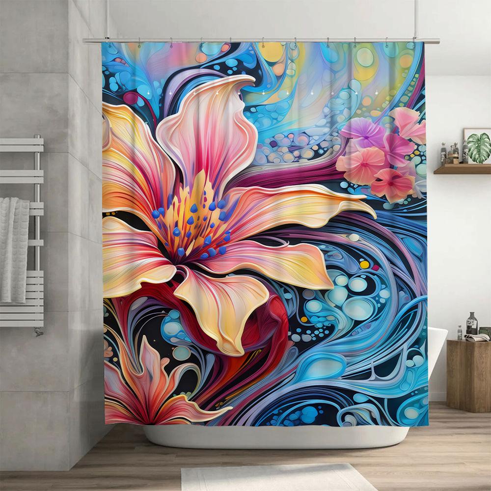Vintage Style Red Skirt Bath Curtain Fashion Watercolor Print Umbrella Lady Shower Curtains Decorative Home Textile Waterproof F