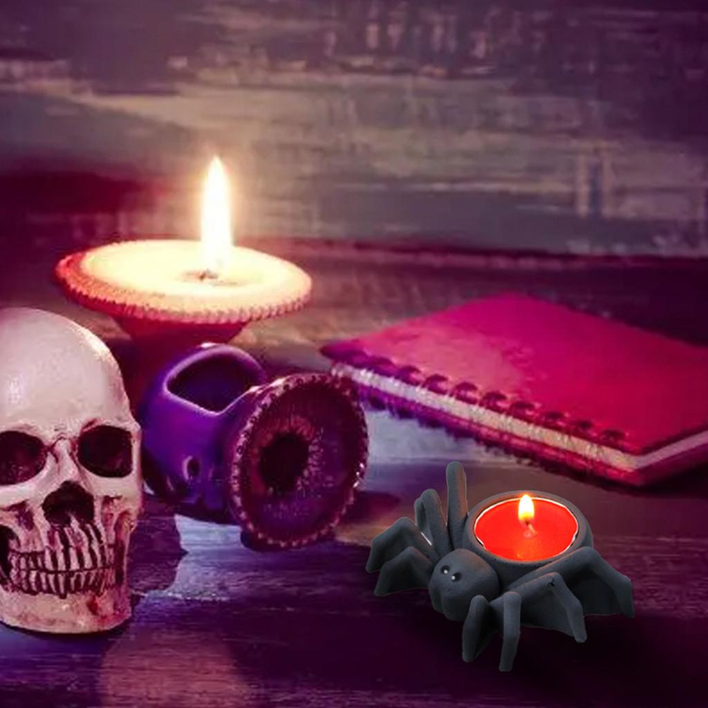 DIY Silicone Candle Holder Mould Handmade Big Spiders Mirror Candlestick Mold for Teas Wax Cup for Blessing Ceremony