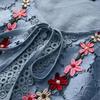 Women Plus Size Loose Shirt Half Sleeve Lace Flower Embroidery