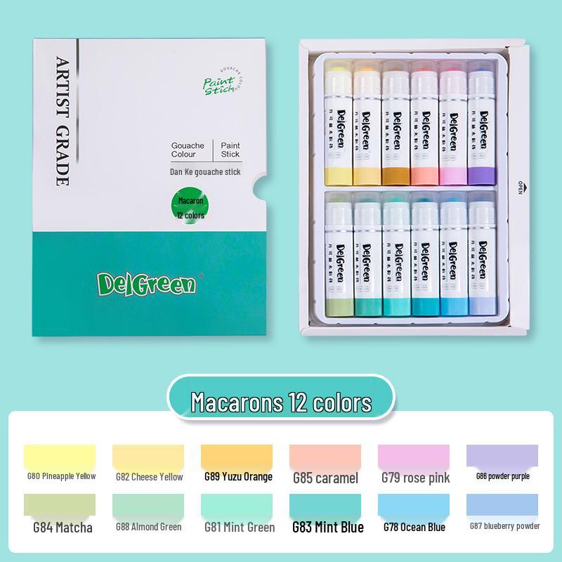 Dankelin Wasserfarb-Buntstift-Set: 12 Farben, Solide, Drehende Stifte für Kinder-Bastelbedarf mit Professionellem Pinsel