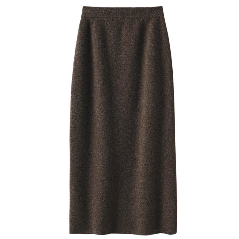 Women's High Waist Wool Knit Bodycon Midi Skirt for Autumn/Winter