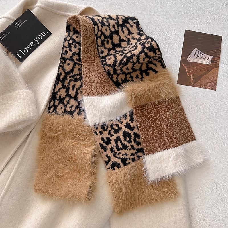 

Leopard Knitting Scarf Women Autumn Winter Thick Soft Warm Muffler Highquality Versatile Imitation Cashmere Shawl Female