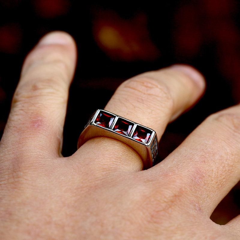 2026 Viking Rune Gemstone Ring, European and American Retro Ring us number 7#