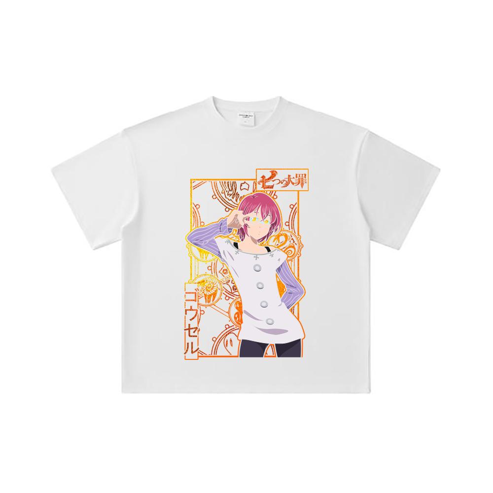 260 GSM Doppelgarn 32er Zählart 100% Baumwolle Sieben Todsünden V11 Gowther Druck Unisex Schweres Baumwoll-T-Shirt