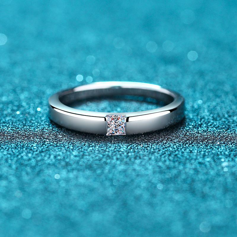 

Sterling Silver 925 Princess Square Moissanite Eternity Band Unisex Ring US Size 10