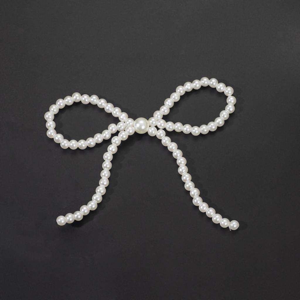 Handcrafted Beaded Bow Pearl Hair Clip & DIY Accessory