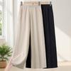 Mom's Summer Cotton-Linen Wide-Leg Pants - Lightweight, High-Waist, Loose Fit for Mature Women