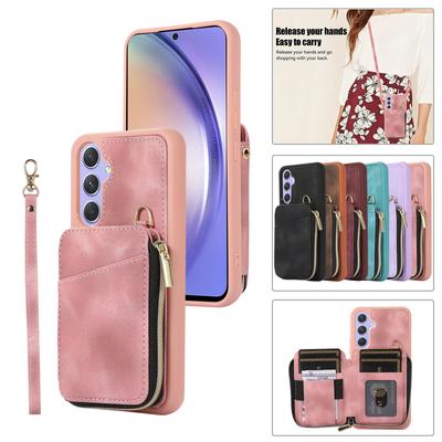 Crossbody Necklace Strap Lanyard Leather Cover for Samsung A54 A14 A34 S23 Ultra S22 S21 Plus S20 Wallet Card Holder Phone Bag