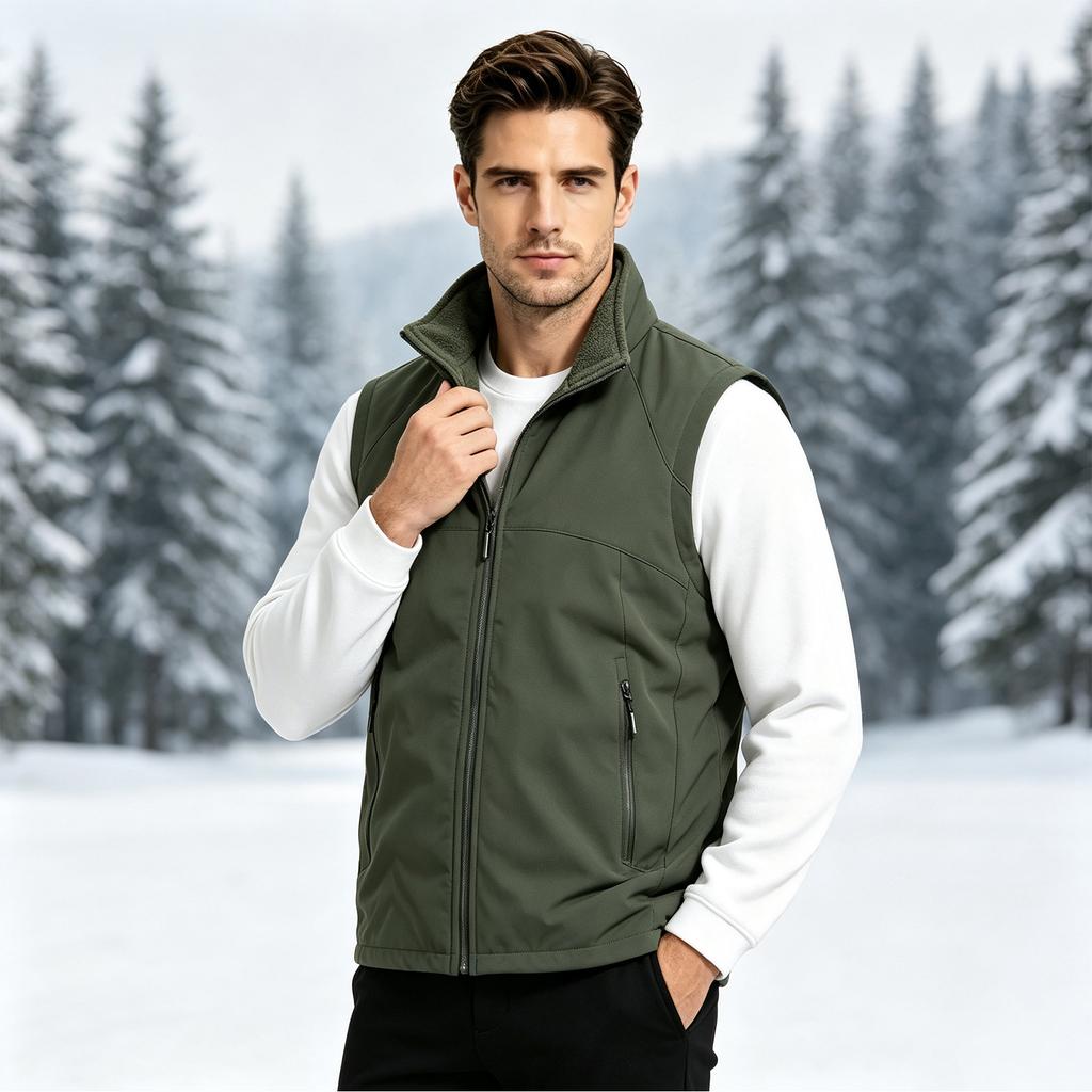 Men's Fall Winter Stand Collar Outdoor Casual Sports Vest with Sleeveless Design for Everyday Wear