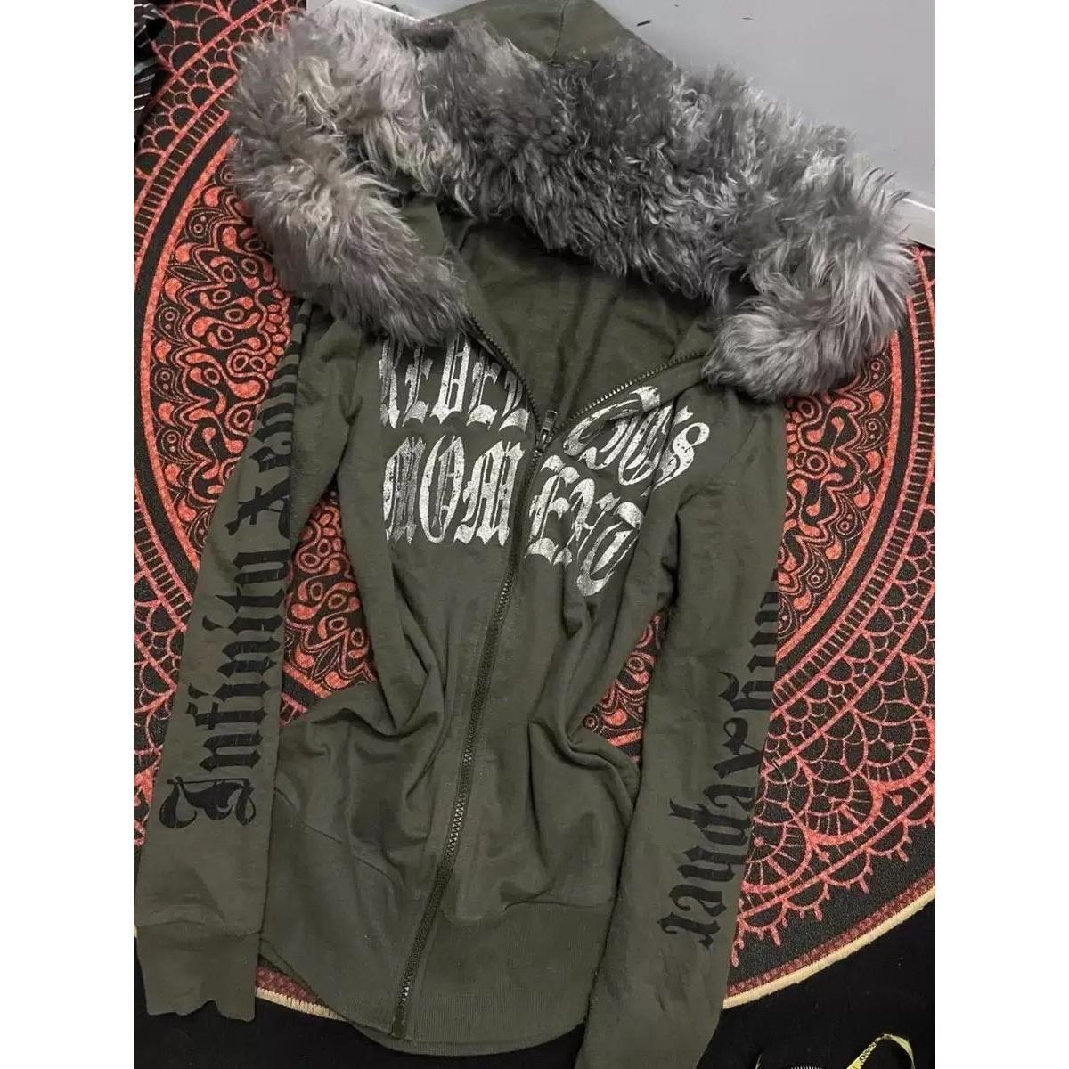 

VAYLA Y2k Жіночі Хараджуку Естетичні Каваї Милі Толстовки Одяг Графічні Хіп-хоп Панк Готичні Толстовки на блискавці Повсякденний Вуличний одяг ЕМО Дівчина L зелений