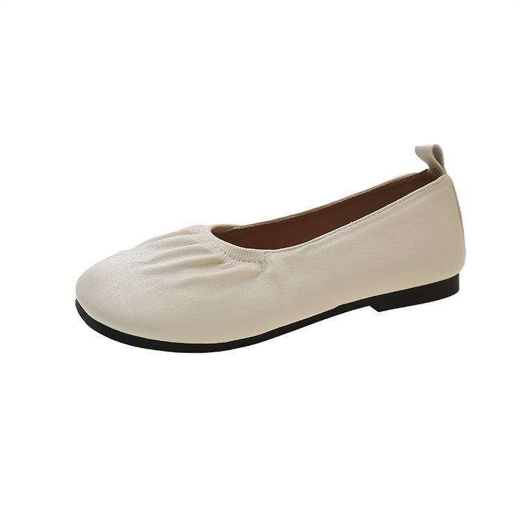 French Temperament Round Head Single Shoes Soft Leather Soft Sole Ladyshoes Mary Jane Small Leather Shoes Pregnant Women Doudou West Evening Breeze