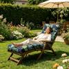 Garden Chair Pad with High Back Headrest, Tufted Outdoor Form and Seat Anchors 125 x 55 cm for Porch Use Daily