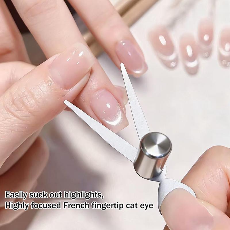 Sada magnetů pro francouzskou manikúru s dvojitou hlavou, kombinace magnetické tyčinky Cat Eye, magnet pro gelový lak na nehty s V-tvarem, manikúra DIY