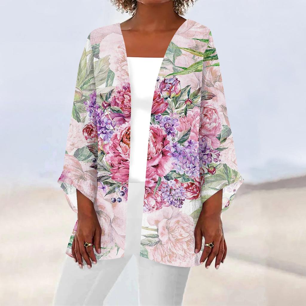 Damen-Strickjacke, lässig, modisch, Retro-Druck, leicht, mittellang