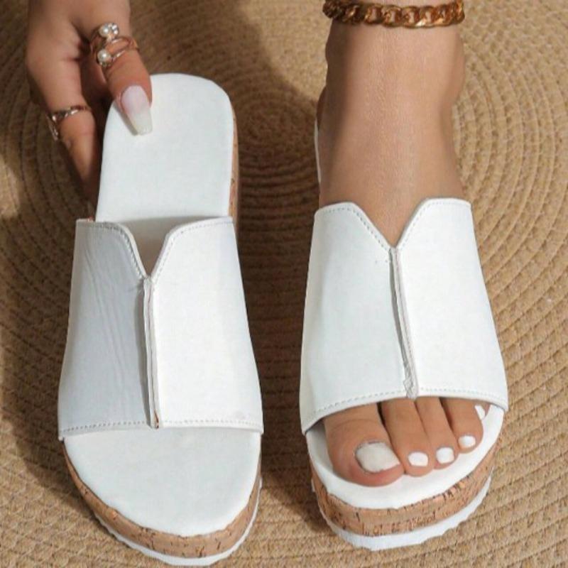 Large Size Women's Slope Heel Sandals New Thick Bottom Slope Heel Retro Women's Sandals Slippers