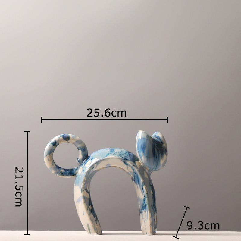 

Colorful Blue Kitten Statue Desk Decoration Abstract Artwork Ornaments Creative Cat Porcelain Sculpture Room Aesthetic Decor