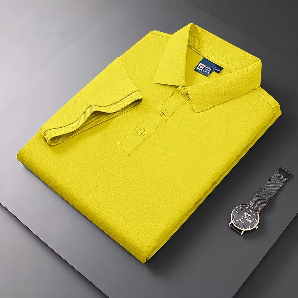 025 Summer New Men's Short Sleeved Solid Color Polo Shirt Breathable and Comfortable Elastic Top Casual Business New Style
