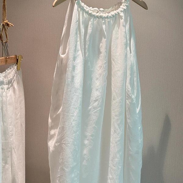 Летний шик 2025 Белый льняной топ-майка - Модный женский горячий выбор S (40-50kg)