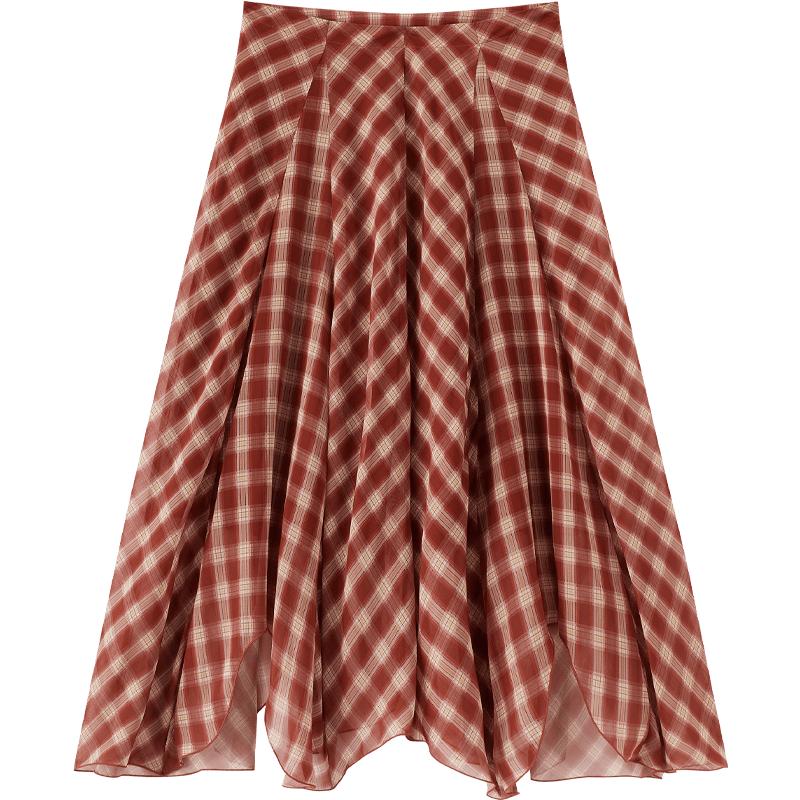 EICHITOO Women s Red Plaid Vintage A-Line Skirt M