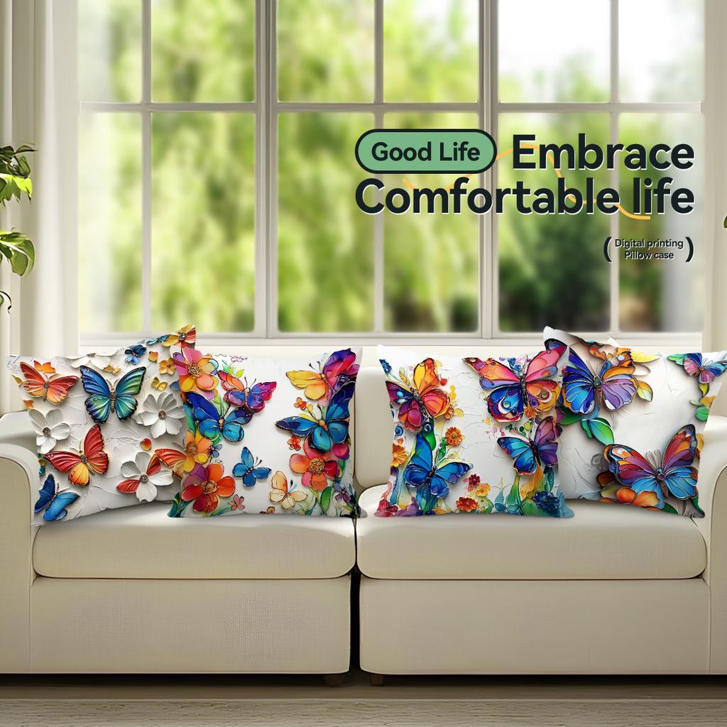 Colorful Butterfly Cushion Pillowcase Printed Polyester 45X45Cm Throw Pillowcover Decorative Sofa Cushion Pillowslip Home Decor