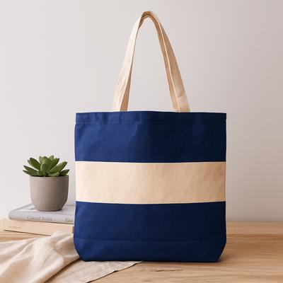 Baumwolltasche Zweifarbig Blau Natur 10oz 38x42x12cm