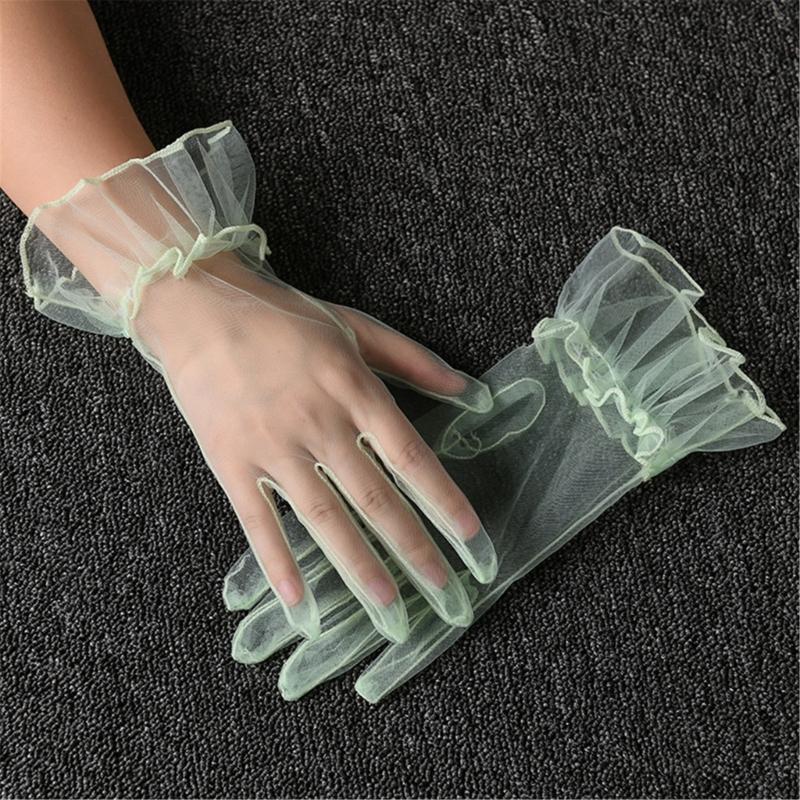 Wedding Gloves Proms Gloves Tulle Short Thin Gloves for Operas Women Lady Theme Proms Costume Accessories