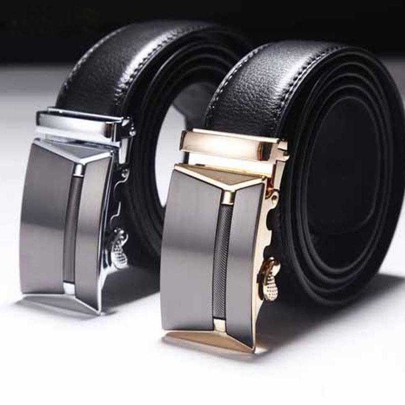 Men'S Jeans Automatic Buckle Belts Leather Belt Luxury Waistband Strap Belt Men Plus Large Size 130 140 150 160 170Cm