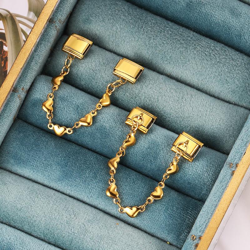 Fashion Women Stainless Steel Heart Chain Italian Charms Link Buckle Fit 9Mm Bracelet Diy Jewelry Accessories