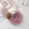 Cute Elastic Plush Bear Hair Ties Furry Ball Ponytail Holder Lovely Elastic Band