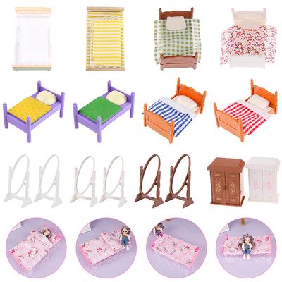 Different Dollhouse Mini Bedroom Bed Dressing Table Mirror Closet Bunk Home Furniture Decor Accessories Style 1/12 Kid Friendly Entertaining Fun Play