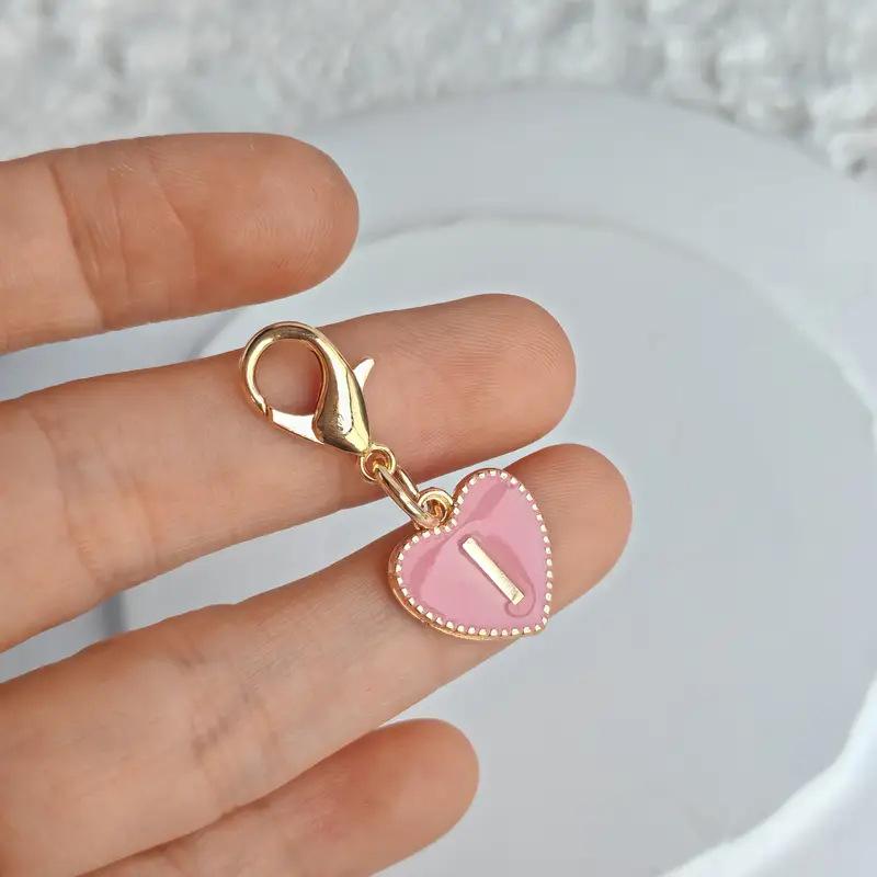 Cute Alphabet 26 Letters Heart Keychain For Bags Earphone Charm Pendants Accessories Gifts With Lobster Buckle