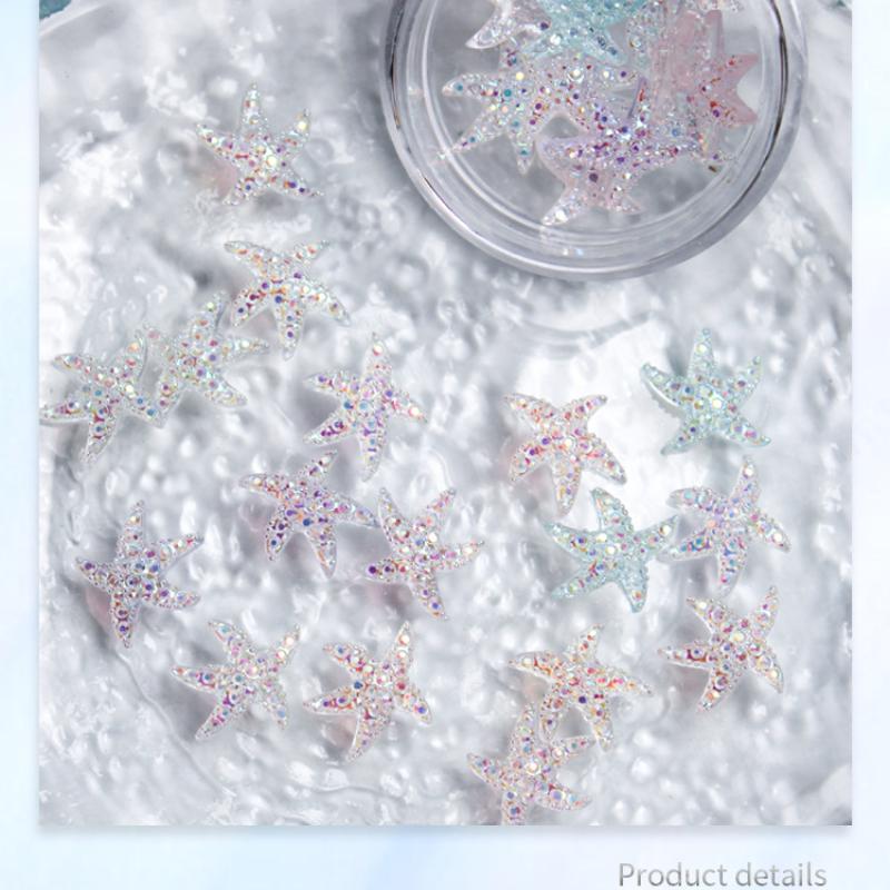 100ks Mini Starfish Pryskyřice figurky Řemeslné výrobky Flatback Cabošon Nástroj na výrobu šperků Příslušenství pro dívky