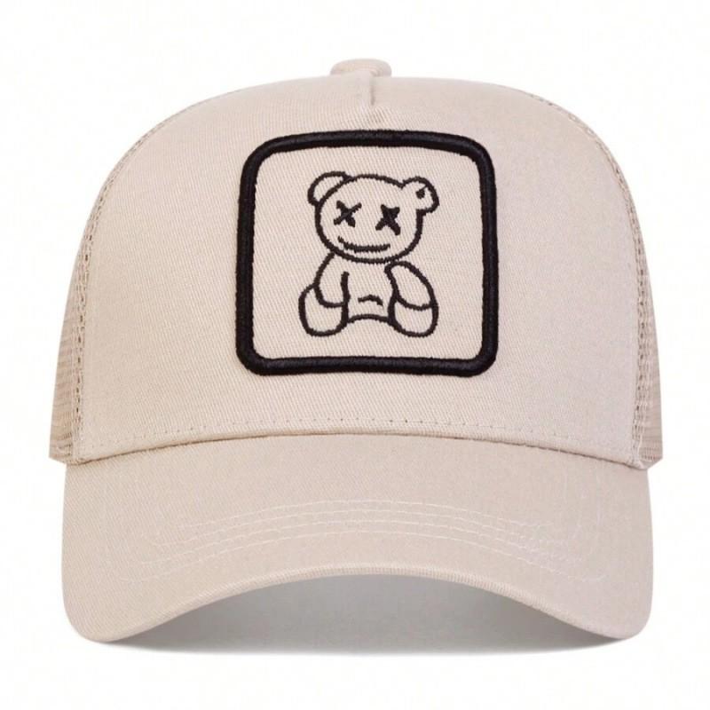 Unisex Embroidered Mesh Baseball Cap With Flat Crown Wide Brim Casual Wear