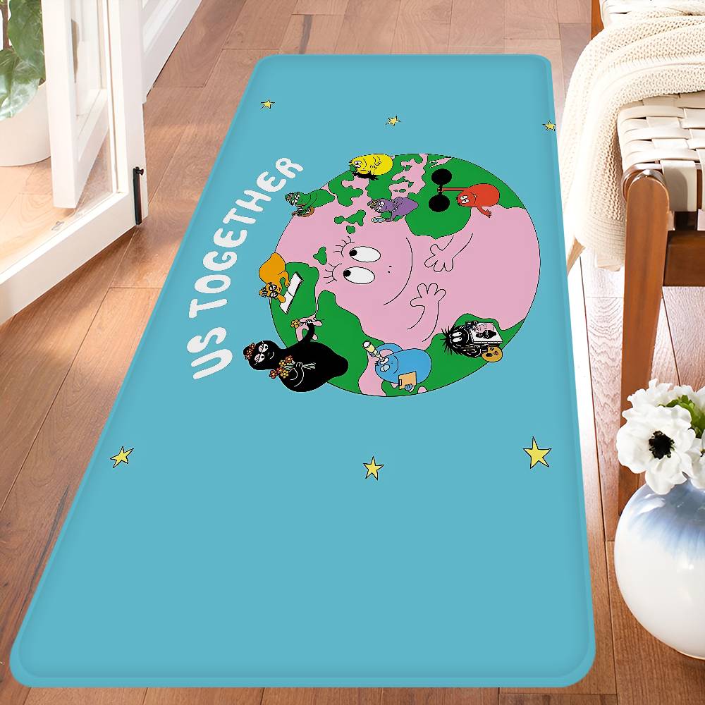 Cute Cartoon Les Barbapapa Hallway Carpet Washable Non-Slip Living Room Sofa Chairs Area Mat Kitchen Doormat Area Rug