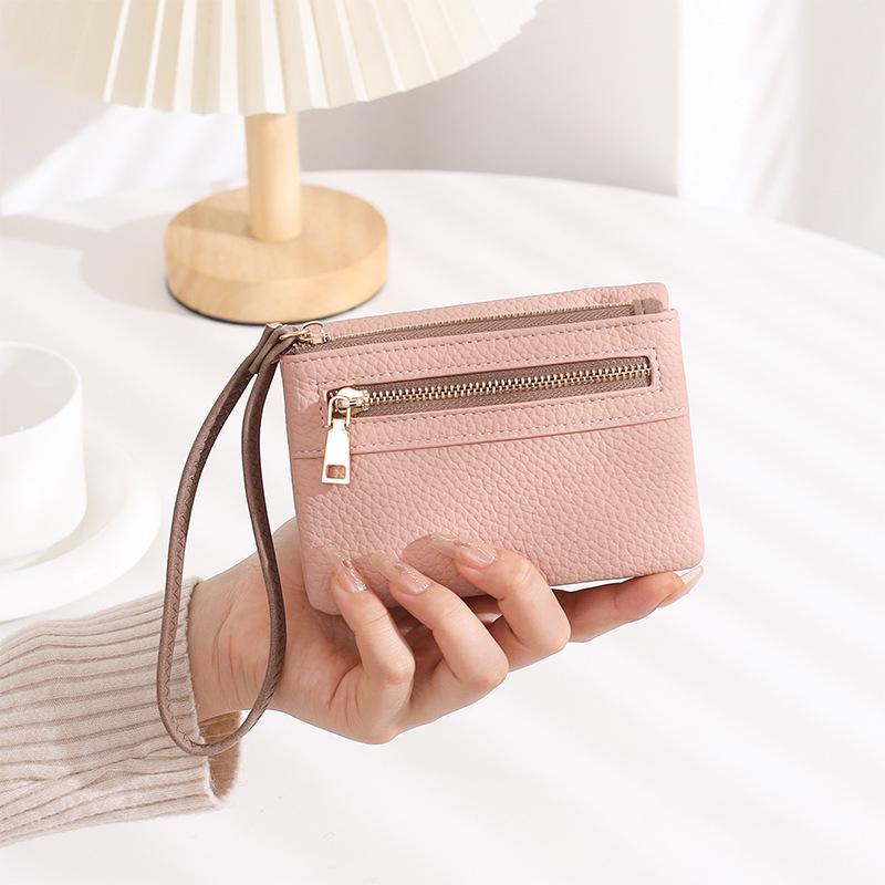 Women's Large Capacity Frosted Double Zipper Long Wallet & Clutch
