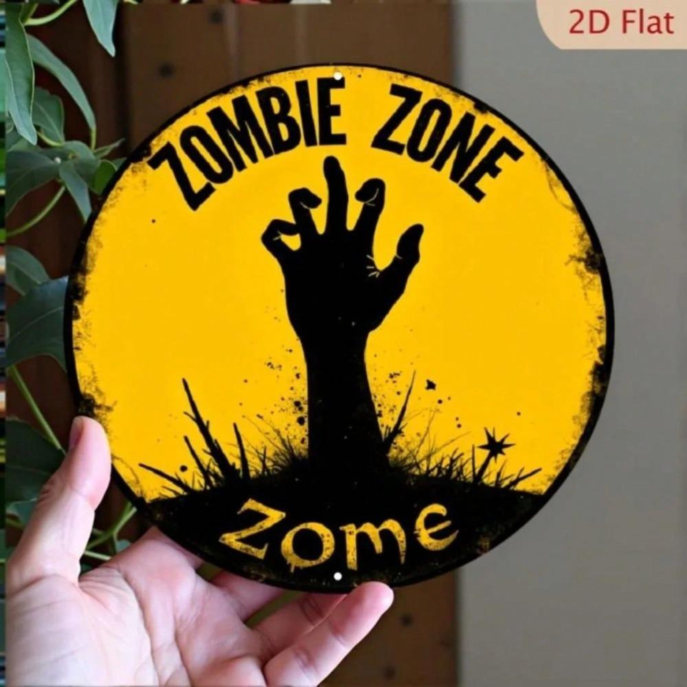 Zombie Hand Metal Sign Halloween Wall Art Vintage Decor