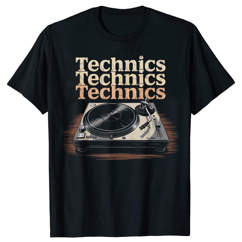 Vintage Turntable Old School DJ Music Tshirts Men Womens Fashion Casual Tshirt 100 Cotton Loose Oversized T Shirt Summer