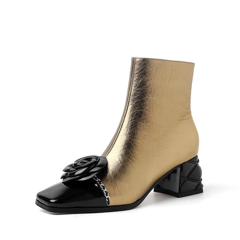 Fashion 2025 NEW Autumn/Winter Women Boots Square Toe high Heel Shoes Split Leather Women Shoes Elegant Ankle Boots Zip Modern Boots