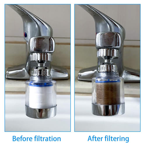 Faucet Water Filter | 360-Degree Rotating Faucet Water Filter, Faucet-Mounted Filter, Kitchen Sink Water Filter | Removes Heavy Metals and Hard Water