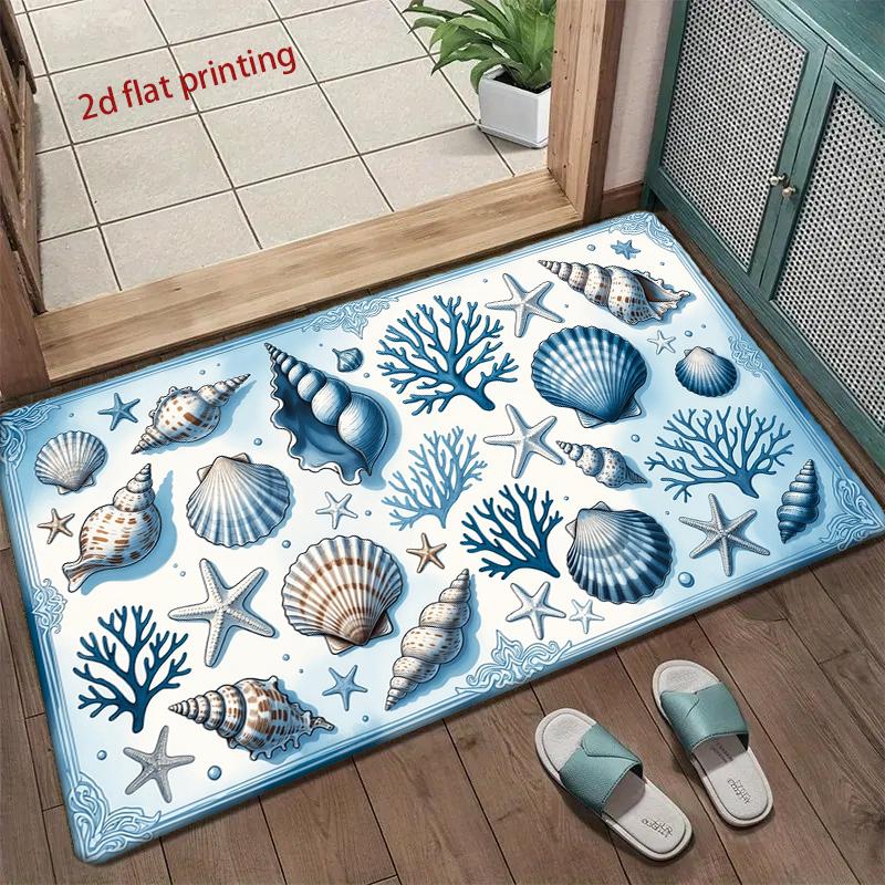 Seashells Ocean Pattern Mat Living Room Decoration Home Sofa Non-Slip Carpet Study Bedroom Tatami Children'S Soft Floor Mat