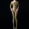 Sexy Women Oil Glossy Shiny Elastic Bodysuit Yoga Shapping Tights Bodycon Silky Satin Smooth Jumpsuits Maid Leotard Candy Color