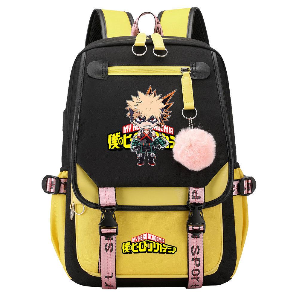 Day Man My Hero Academy USB Teen Student School Bag Men's and Women's Casual Webbing Flip Backpack