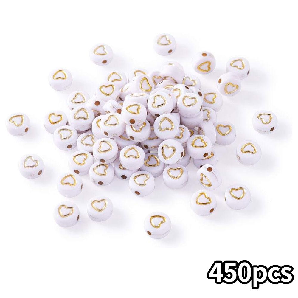110/220/450pcs 7mm white gold acrylic heart-shaped bead flat disc coin heart-shaped small horse bead DIY bracelet necklace jewelry making supplies