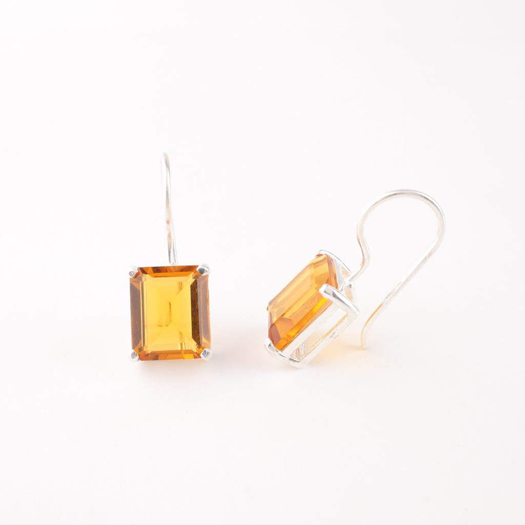 Naturalny Cytryn Kamień Szlachetny Srebro Próby 925 Biżuteria Ręcznie Robione Kolczyki 1.06" EE-167-2
