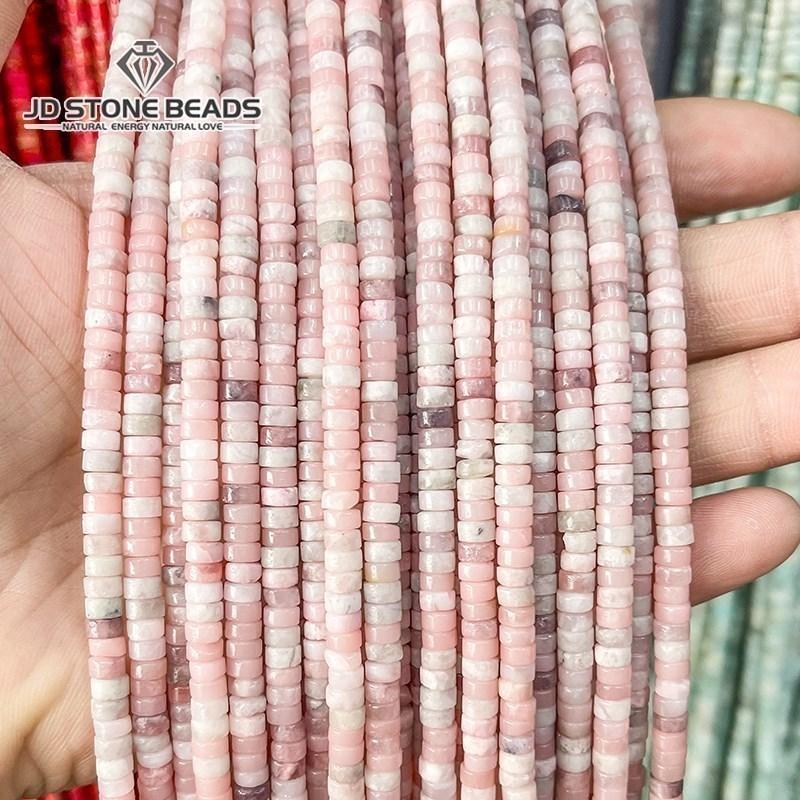 4x2mm Natural Pink Opal Turquoise Jasper Rondelle Beads Cylinder Flat Loose Spacer Bead For Jewelry Making Diy Bracelet Necklace