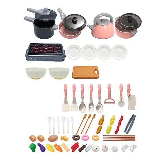 Spielhaus Spielzeug Induktionskochfeld Küchen-Spielset mit Realistischen Kochgeräuschen Kochgeschirr Besteck Lebensmittel-Set