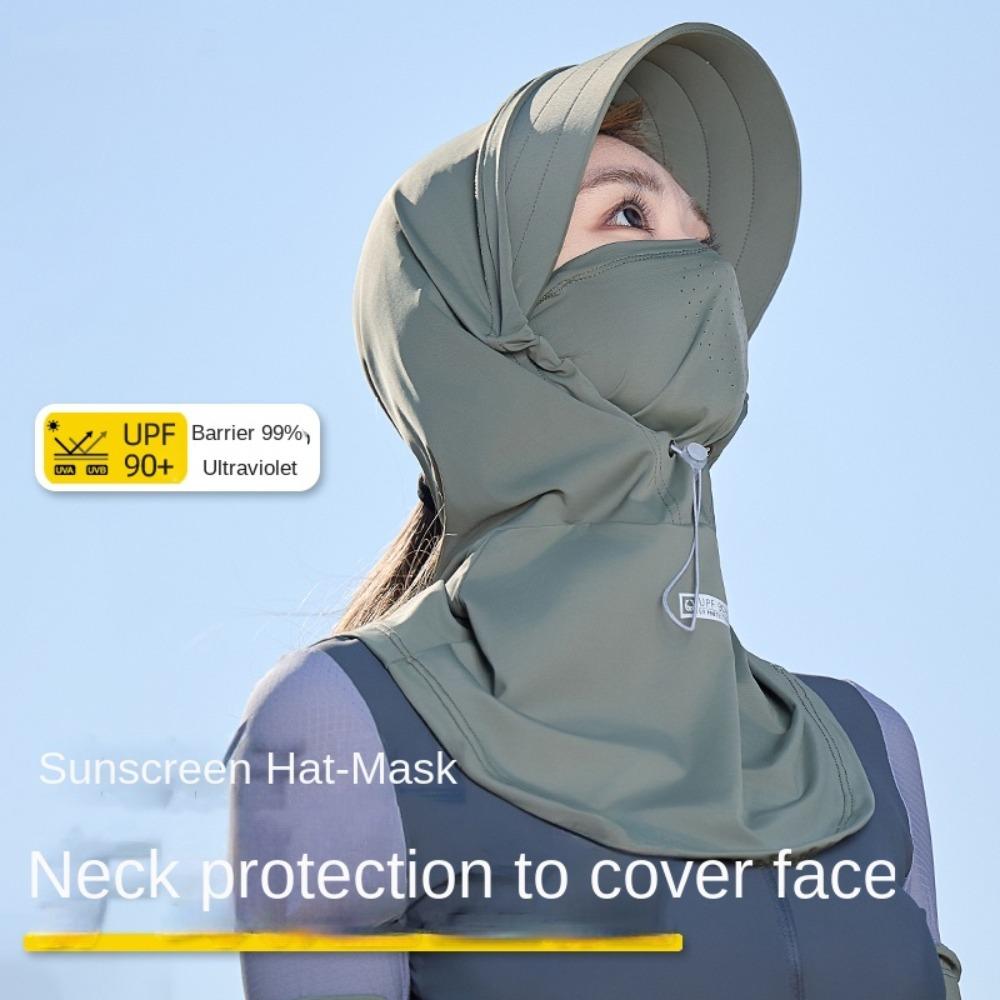UPF 50+ Long Neck Covers Hat Breathable Neck Wrap Cover Sunshade Full-Face Sunscreen Cap  Unisex