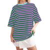 Casual Striped Round Neck Short Sleeve T-Shirt Women Men Comfortable Milk Silk Blend Loose Fit Home Wear