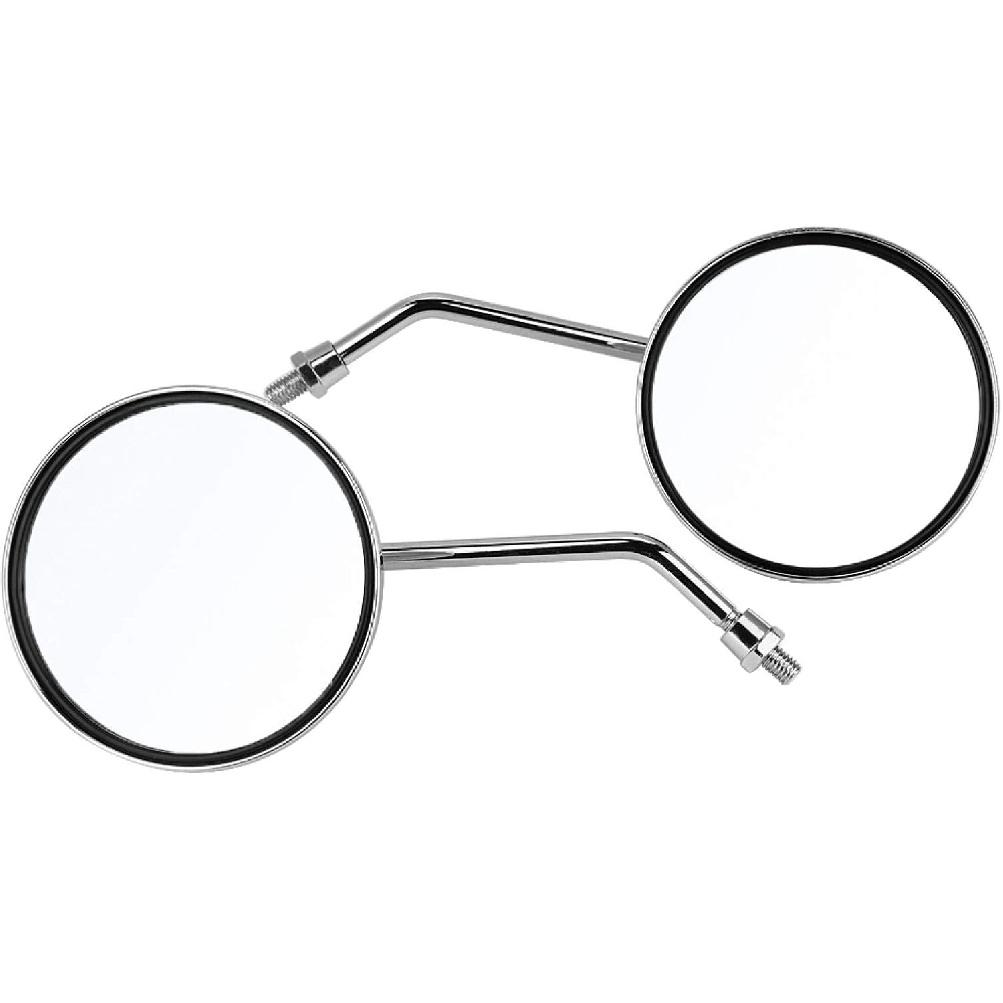 GOTOTOP Motorcycle Mirrors, 8mm Round Rear View Mirrors,Vintage Universal Fit Left Right Side Mirror for Cruiser Scooter ATV Dirt Bike
